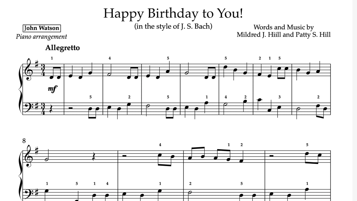 Happy Birthday to You! (in the style of J. S. Bach)