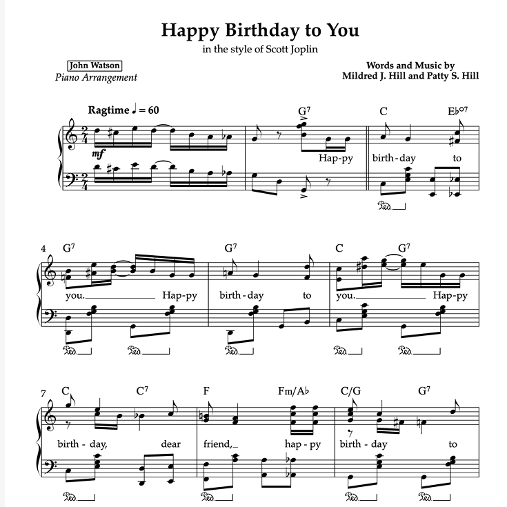 Happy Birthday to You (in the style of Scott Joplin)