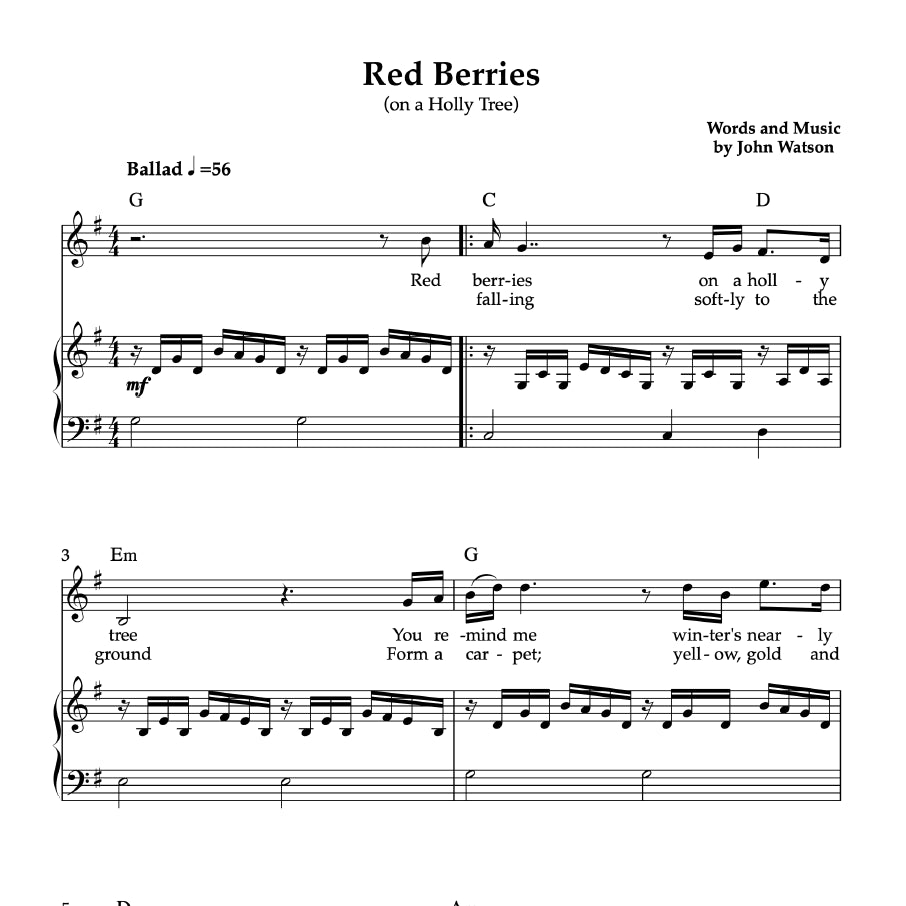 Red Berries (piano & vocal)
