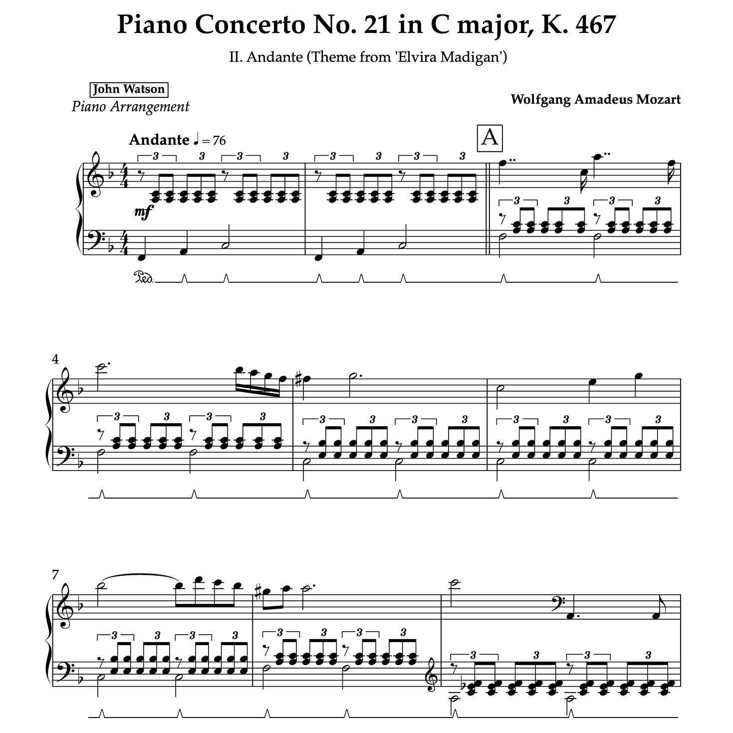 Piano Concerto No. 21 in C major, K. 467, II. Andante (Theme from 'Elvira Madigan')